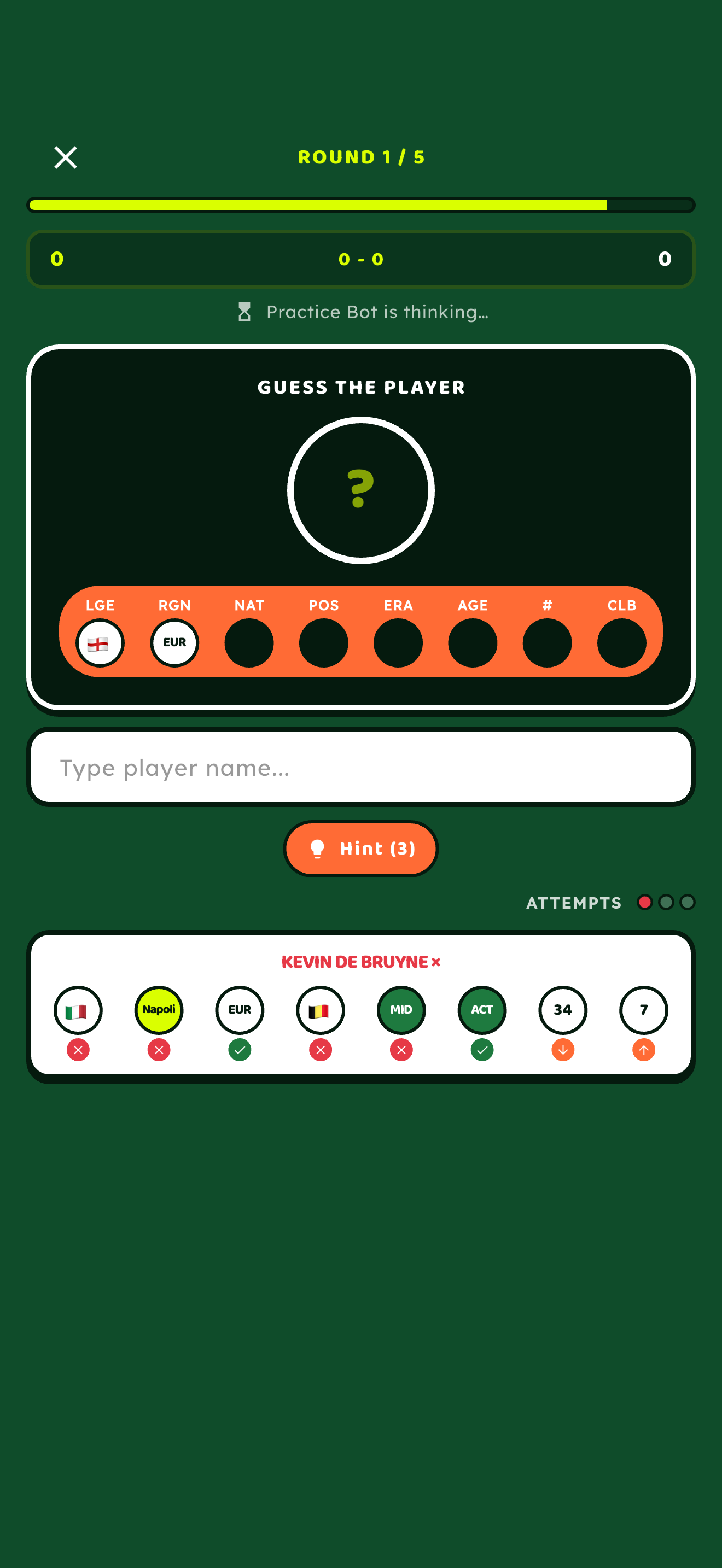 Guess feedback
